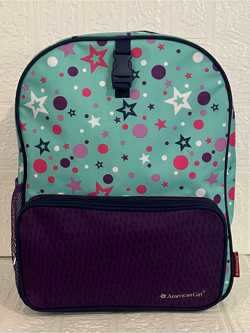 American Girl | Stars Print | School Backpack | Teal/Purple/Blue